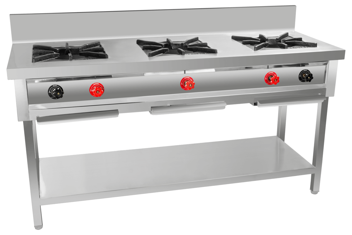 Three Burner Gas Range With Splash-back