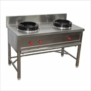 Two Burner Chinese Gas Range With 15“ Splash-back