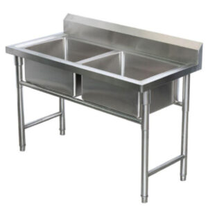Ss Two Sink Unit With Splash-back